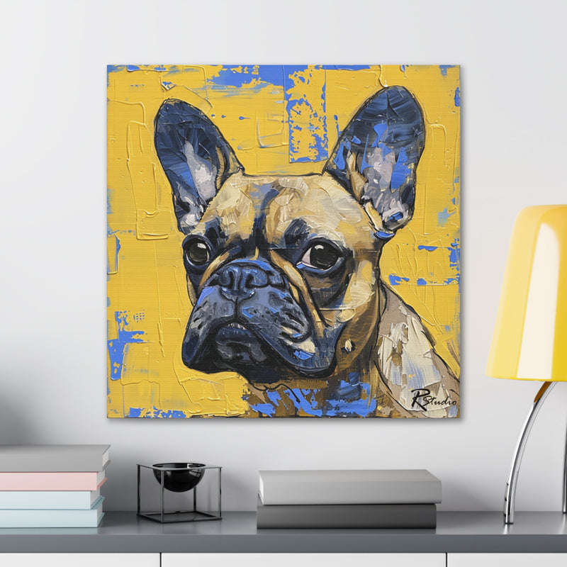 Colorful Art Nouveau French Bulldog Canvas Print - Multicolored Home Decor