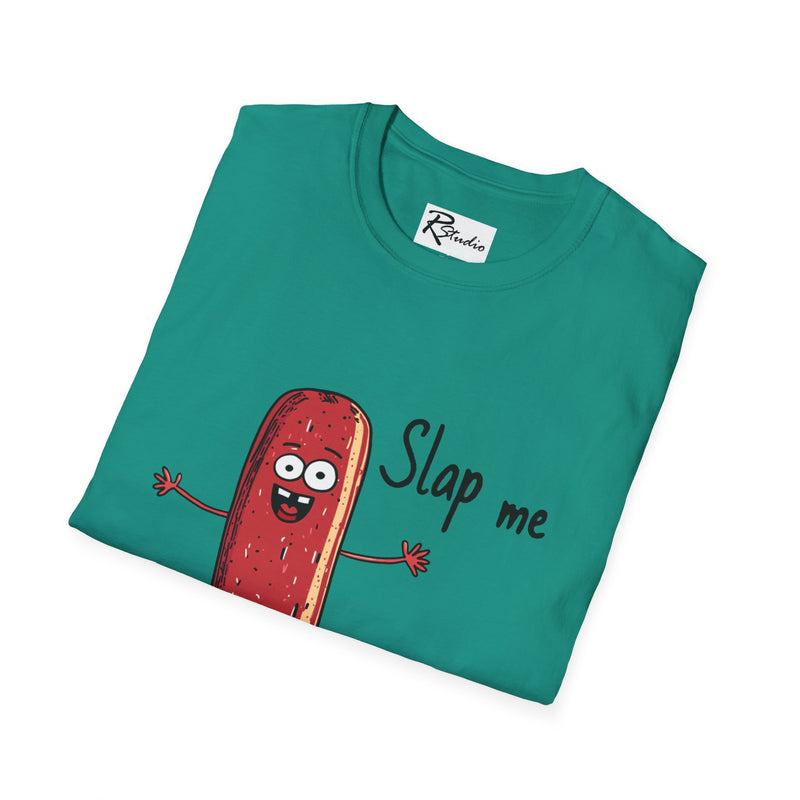 Naughty Nibbles Funny Adult Humor Cartoon Salami Unisex Soft-Style T-Shirt