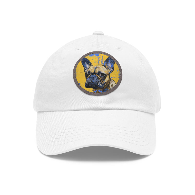 French Bulldog Design Dad Hat - Fine Art Inspired Vegan Leather Patch