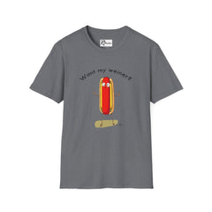 Naughty Nibbles Funny Adult Humor Cartoon Hot Dog Unisex Soft-Style T-Shirt