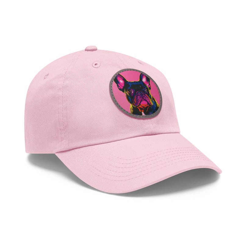 French Bulldog Design Dad Hat - Fine Art Inspired Vegan Leather Patch