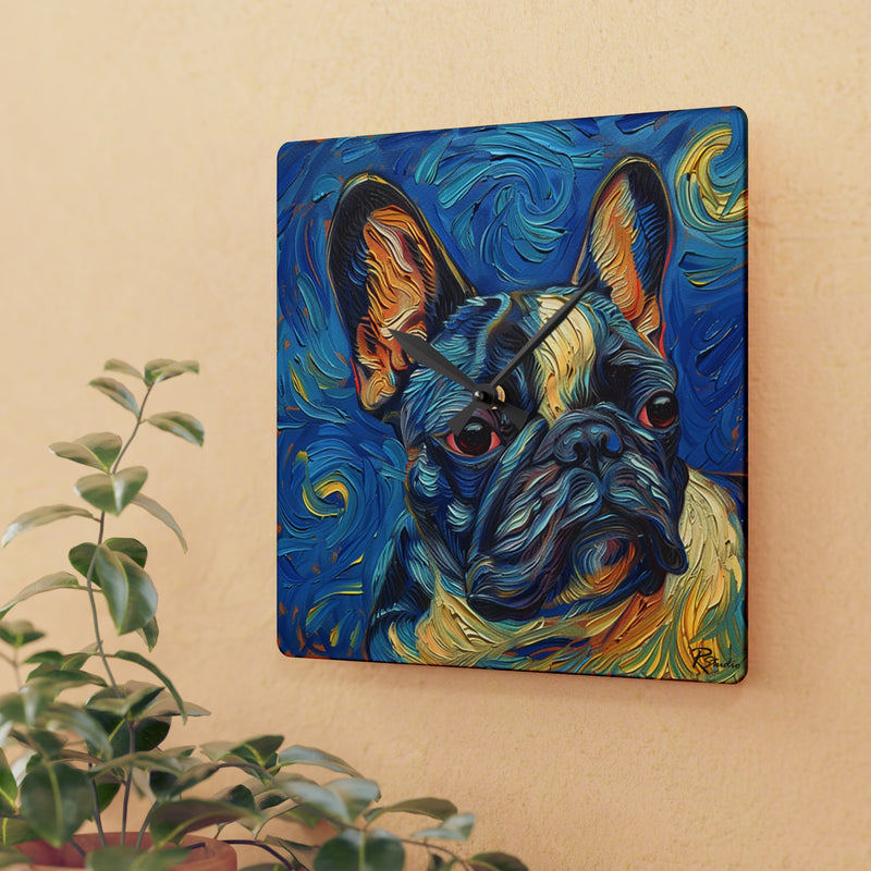 French Bulldog Acrylic Wall Clock - Fine Art Inspired Design