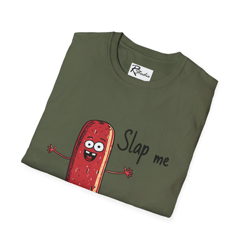 Naughty Nibbles Funny Adult Humor Cartoon Salami Unisex Soft-Style T-Shirt