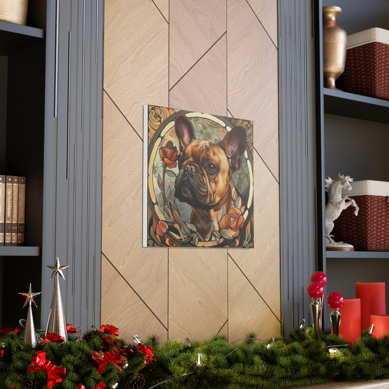 Colorful Art Nouveau French Bulldog Canvas Print - Multicolored Home Decor