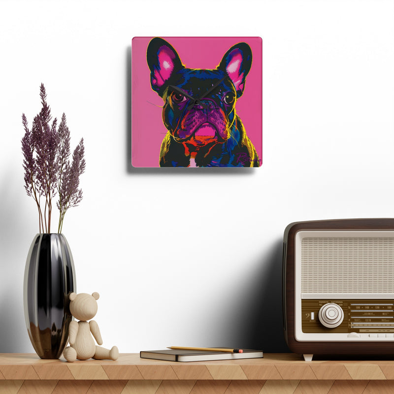 French Bulldog Acrylic Wall Clock - Fine Art Inspired Design