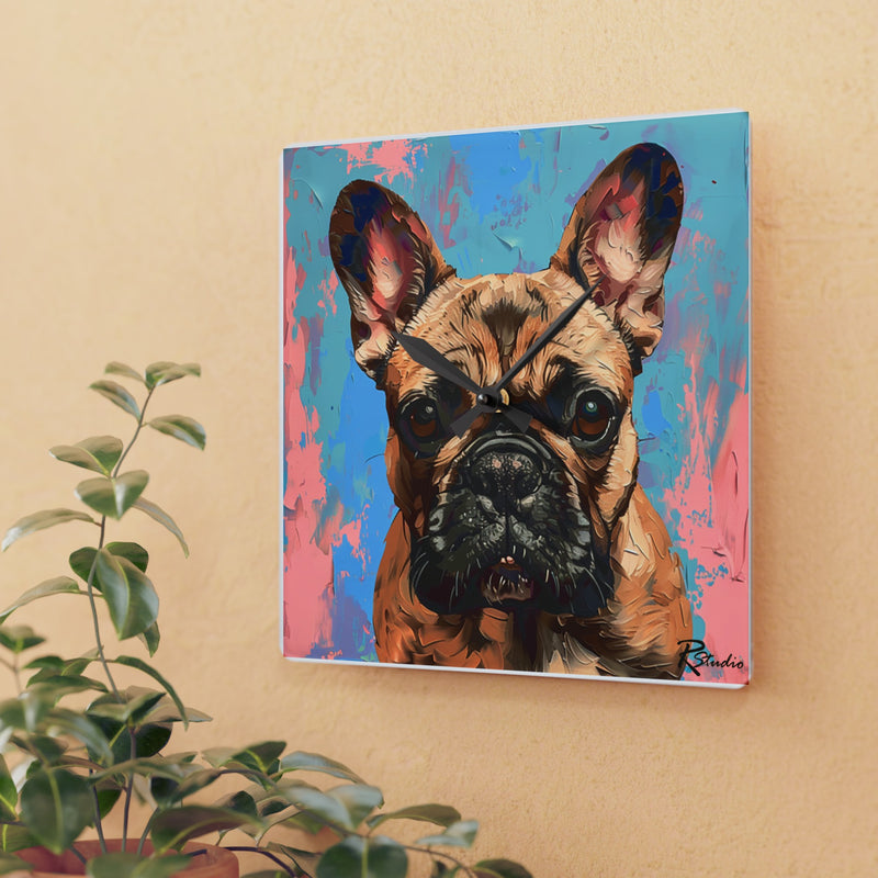 French Bulldog Acrylic Wall Clock - Fine Art Inspired Design