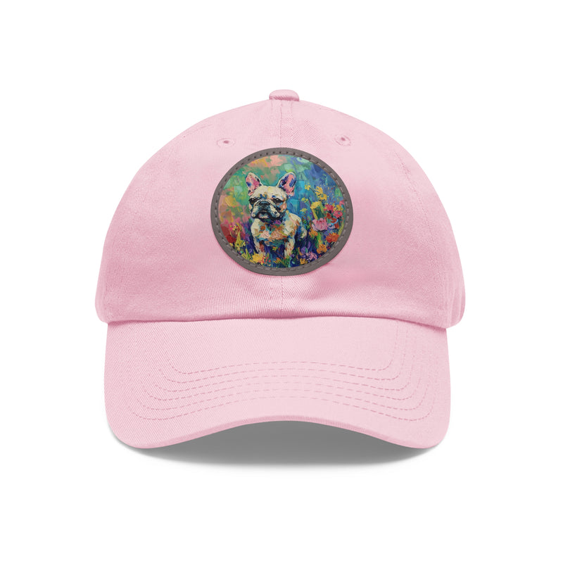 French Bulldog Design Dad Hat - Fine Art Inspired Vegan Leather Patch