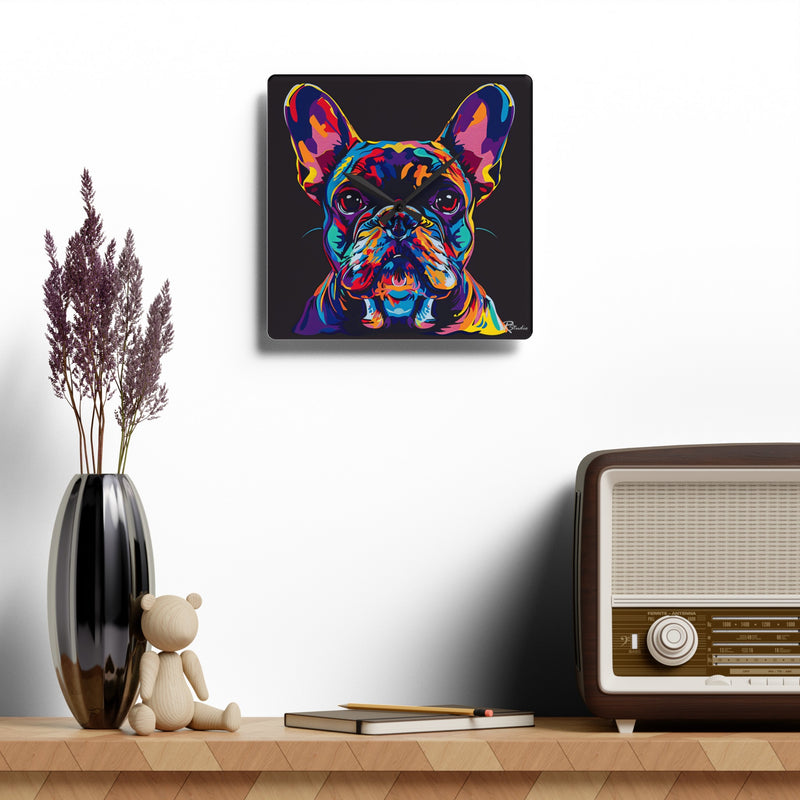 French Bulldog Acrylic Wall Clock - Fine Art Inspired Design