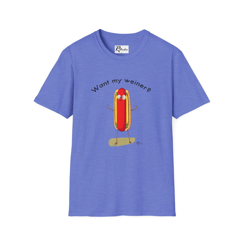 Naughty Nibbles Funny Adult Humor Cartoon Hot Dog Unisex Soft-Style T-Shirt