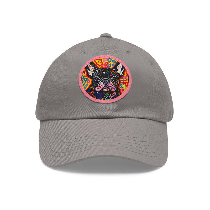 French Bulldog Design Dad Hat - Fine Art Inspired Vegan Leather Patch