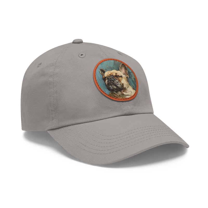 French Bulldog Design Dad Hat - Fine Art Inspired Vegan Leather Patch