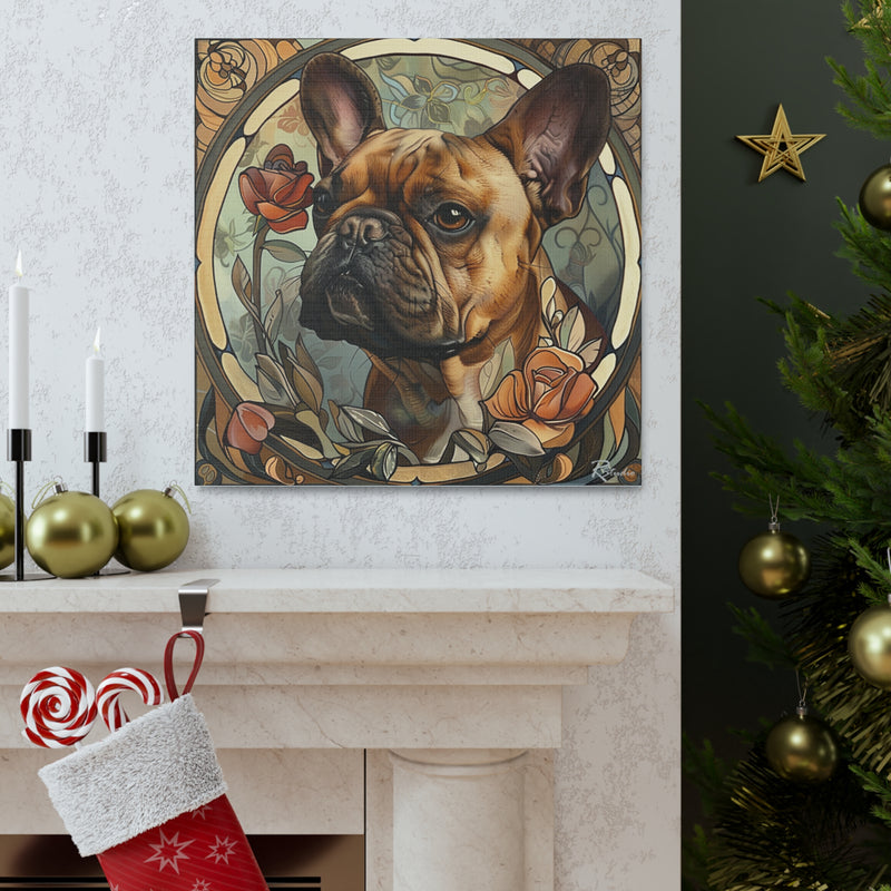 Colorful Art Nouveau French Bulldog Canvas Print - Multicolored Home Decor