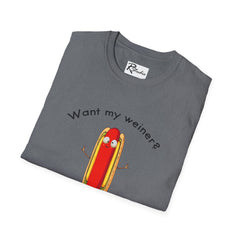 Naughty Nibbles Funny Adult Humor Cartoon Hot Dog Unisex Soft-Style T-Shirt