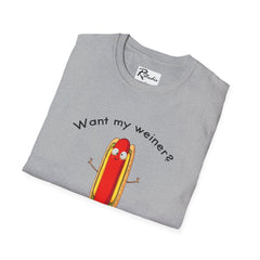 Naughty Nibbles Funny Adult Humor Cartoon Hot Dog Unisex Soft-Style T-Shirt