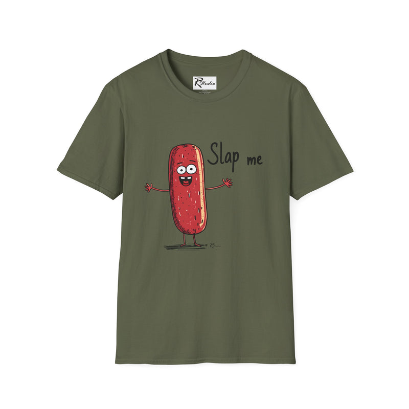 Naughty Nibbles Funny Adult Humor Cartoon Salami Unisex Soft-Style T-Shirt