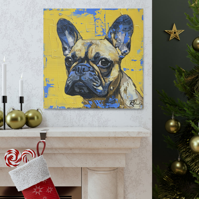 Colorful Art Nouveau French Bulldog Canvas Print - Multicolored Home Decor