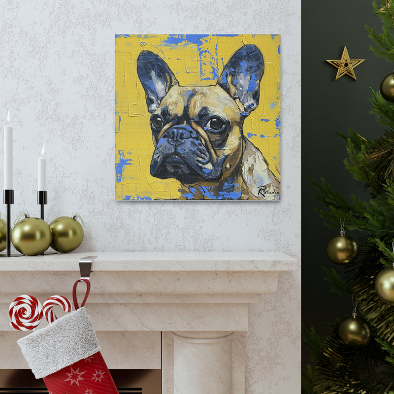 Colorful Art Nouveau French Bulldog Canvas Print - Multicolored Home Decor