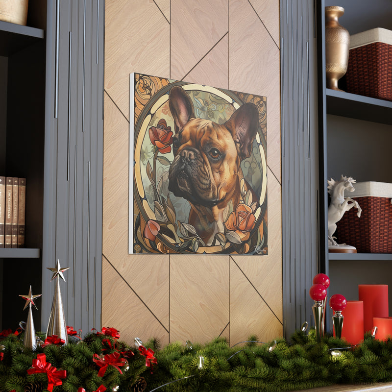 Colorful Art Nouveau French Bulldog Canvas Print - Multicolored Home Decor