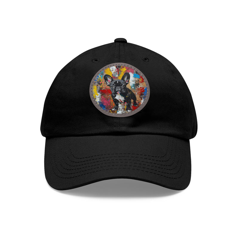 French Bulldog Design Dad Hat - Fine Art Inspired Vegan Leather Patch