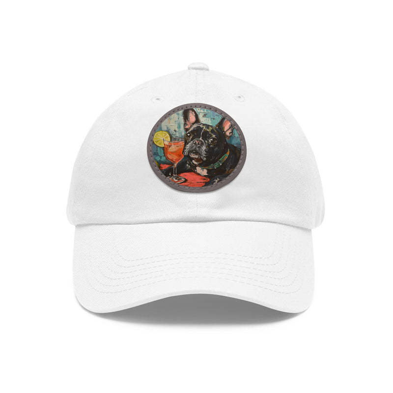 French Bulldog Design Dad Hat - Fine Art Inspired Vegan Leather Patch