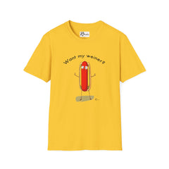 Naughty Nibbles Funny Adult Humor Cartoon Hot Dog Unisex Soft-Style T-Shirt