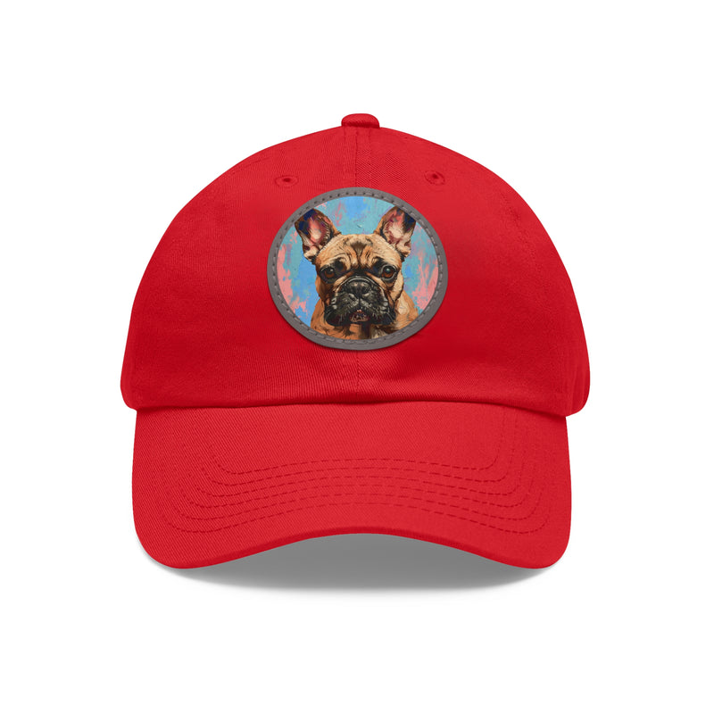 French Bulldog Design Dad Hat - Fine Art Inspired Vegan Leather Patch