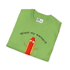 Naughty Nibbles Funny Adult Humor Cartoon Hot Dog Unisex Soft-Style T-Shirt