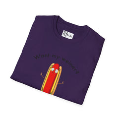 Naughty Nibbles Funny Adult Humor Cartoon Hot Dog Unisex Soft-Style T-Shirt