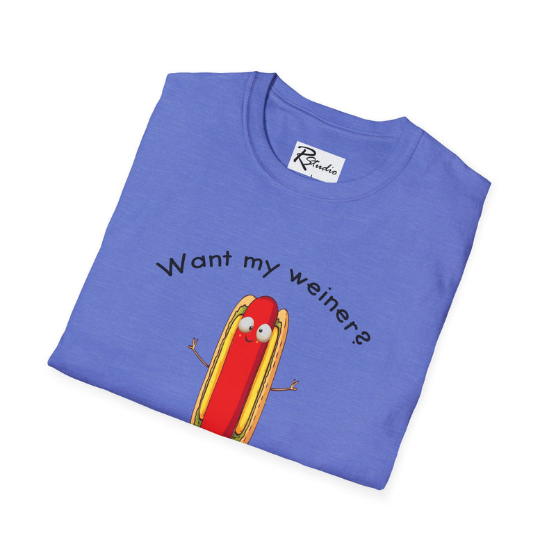 Naughty Nibbles Funny Adult Humor Cartoon Hot Dog Unisex Soft-Style T-Shirt