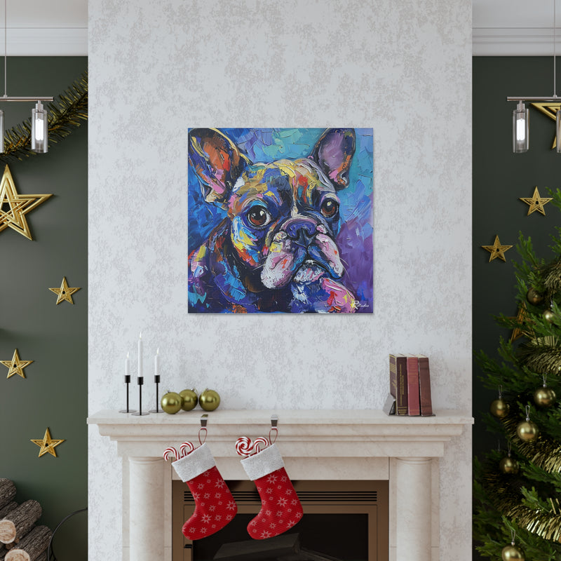 Colorful Fine Art French Bulldog Canvas Print - Multicolored Home Decor