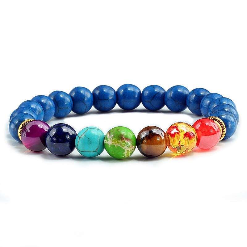 Big Bead 7 Chakra & Reiki Natural Stone Bracelet Round Beads